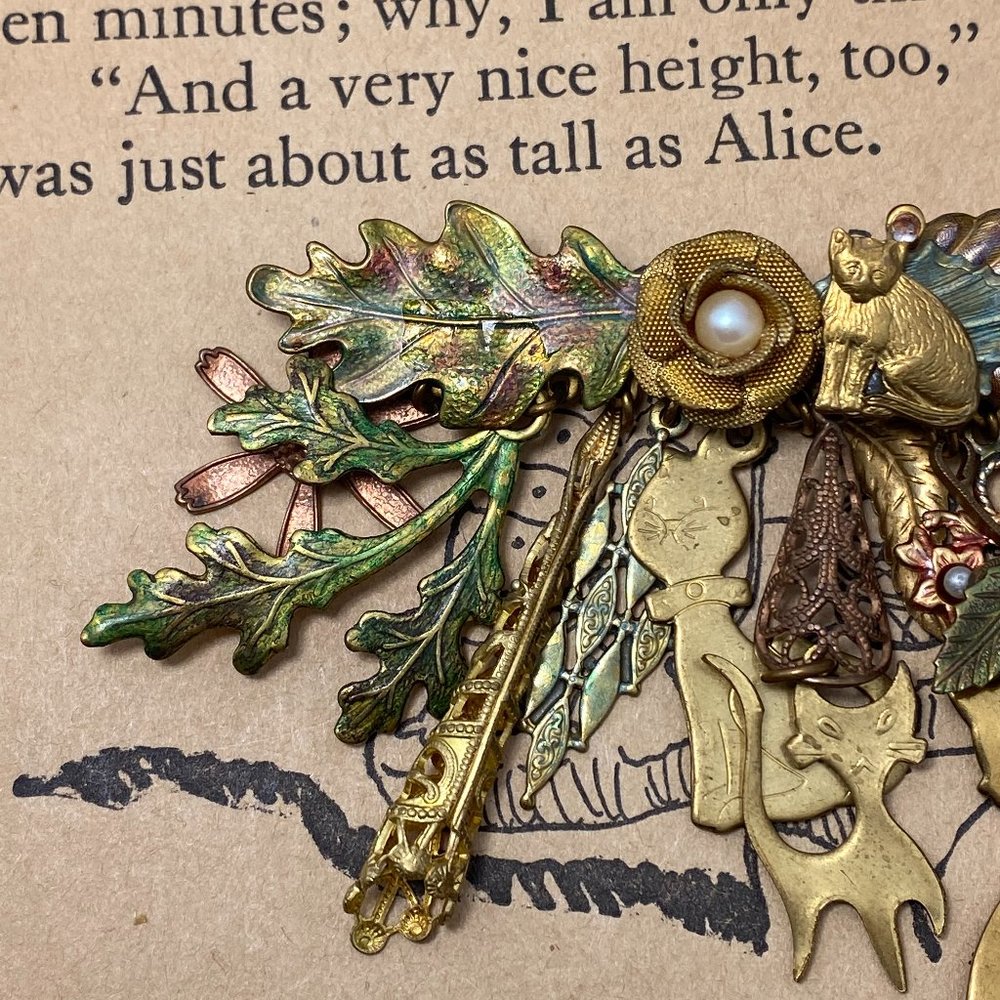 Vintage Cat Multiple Dangle Assemblage Brooch - image 5